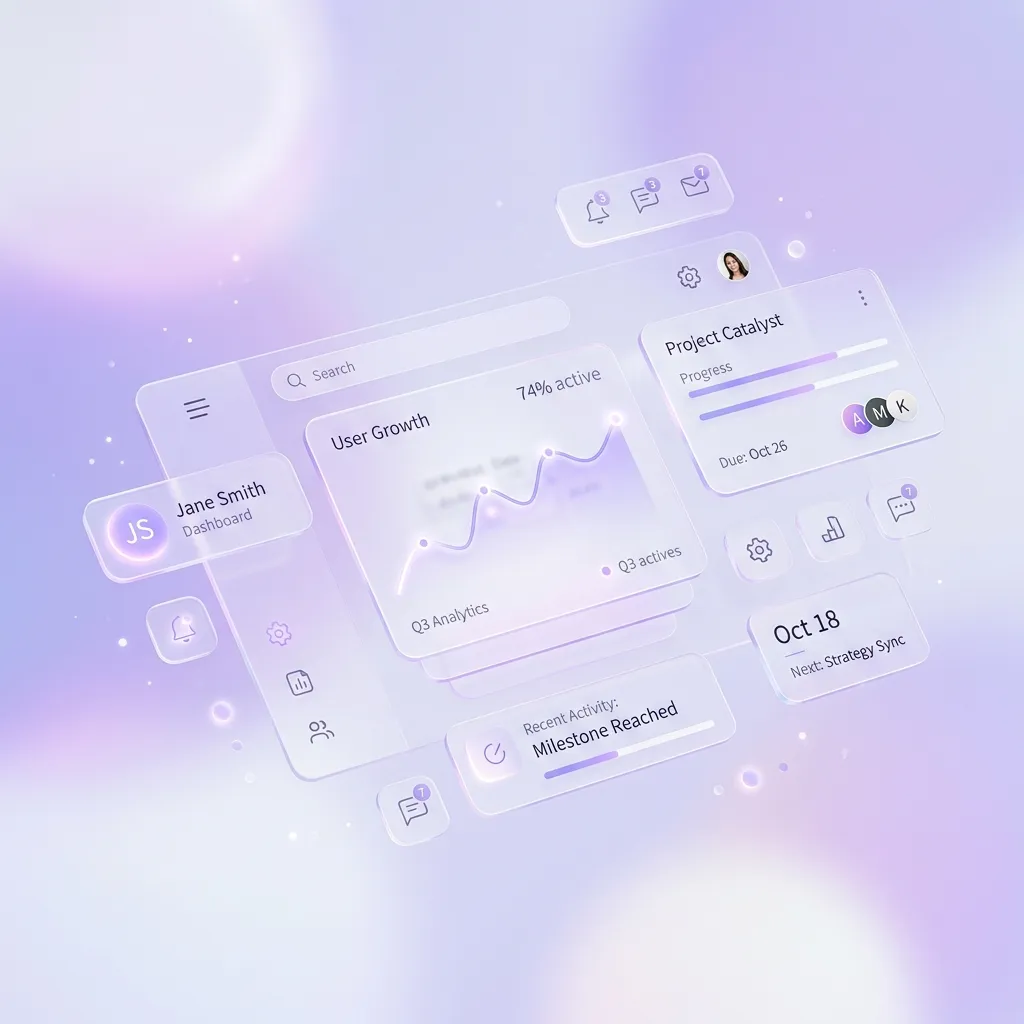 Bento box UI showcasing Stratcrest data-driven marketing features and analytics